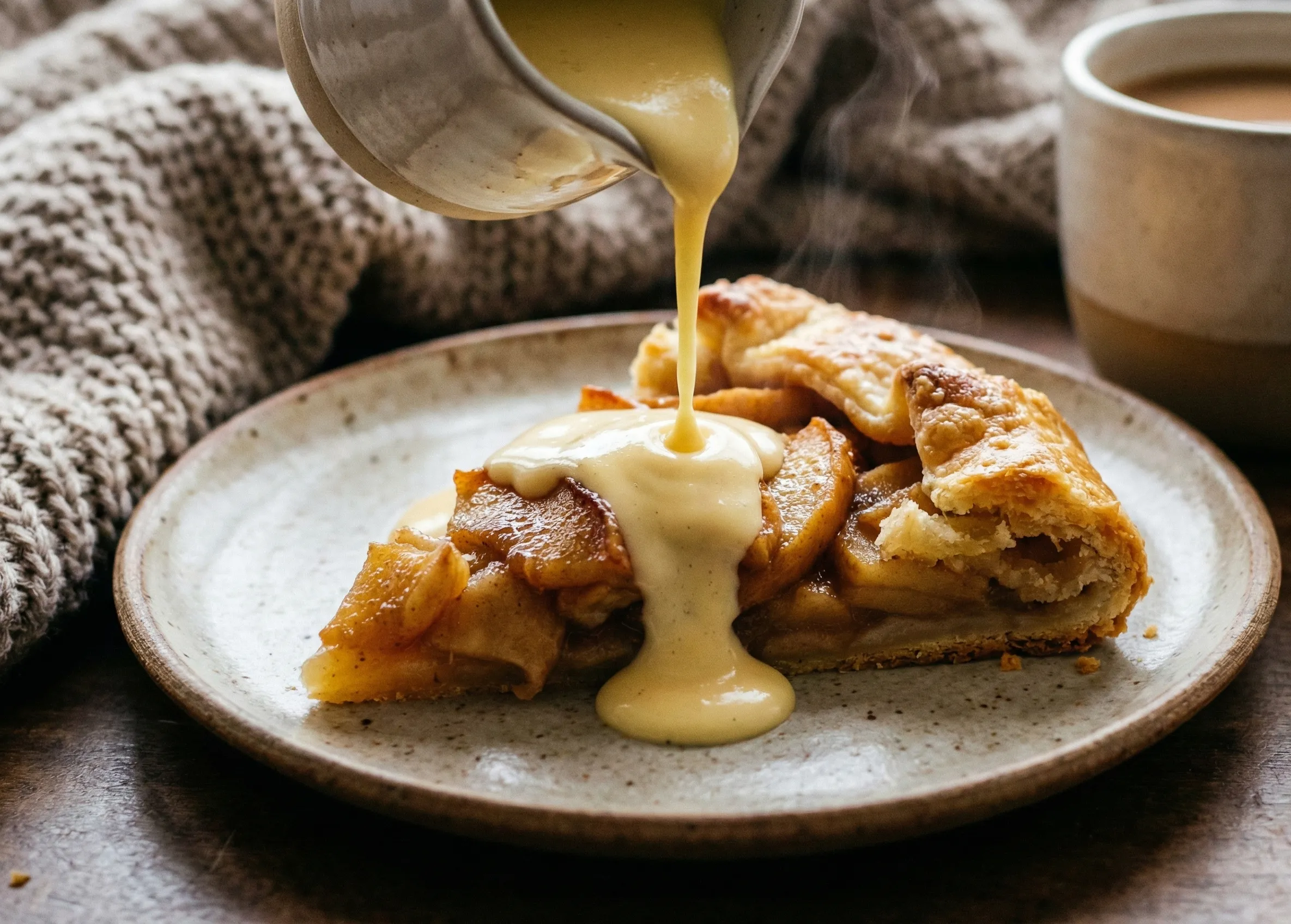Apple pie / galette bakad i kamado med vaniljkräm